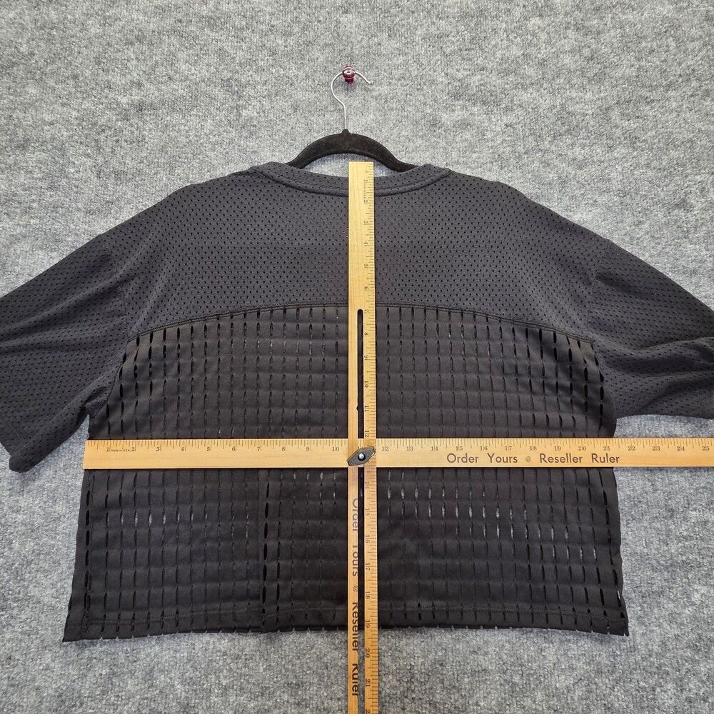 Victoria Sport Shirt Womens Medium Black Mesh Sheer Cropped V Neck Athletic - Picture 9 of 11